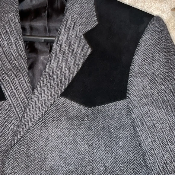 NWOT Bar WS Western Country Blazer Elbow Patch Black /Gray Cowboy Jacket Size 46